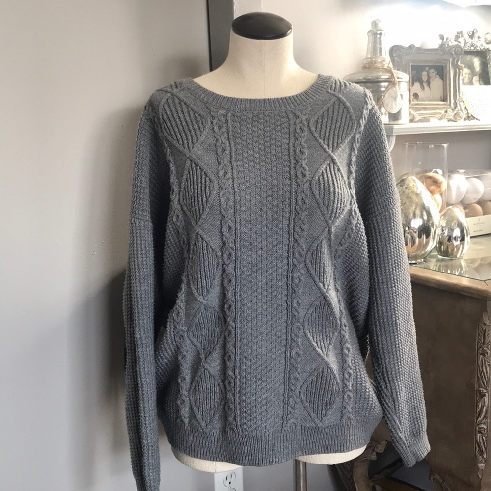 Grey cable knit sweater